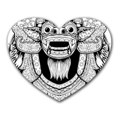 Balinese Art Barong Drawing Bali White Background People Heart Mousepad by Salman4z