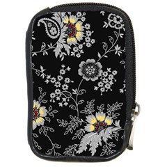 White And Yellow Floral And Paisley Illustration Background Compact Camera Leather Case by Salman4z