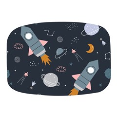 Space Background Illustration With Stars And Rocket Seamless Vector Pattern Mini Square Pill Box by Salman4z