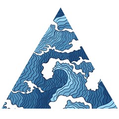 Waves Aesthetics Illustration Japanese Wooden Puzzle Triangle by Salman4z