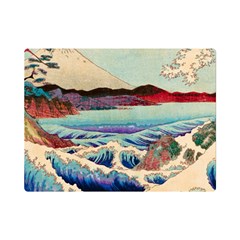 Wave Japanese Mount Fuji Woodblock Print Ocean Premium Plush Fleece Blanket (mini) by Salman4z
