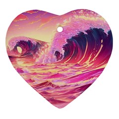 Waves Ocean Sea Tsunami Nautical 5 Ornament (heart)