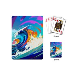Tsunami Waves Ocean Sea Nautical Nature Water Art Playing Cards Single Design (mini) by Jancukart