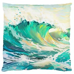 Waves Ocean Sea Tsunami Nautical 90 Large Cushion Case (one Side) by Jancukart