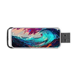 Tsunami Waves Ocean Sea Nautical Nature Water Painting Portable Usb Flash (two Sides) by Jancukart