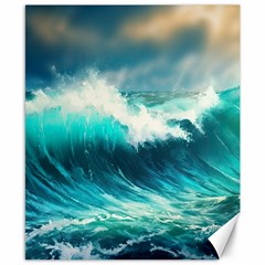Waves Ocean Sea Tsunami Nautical Blue Canvas 8  X 10  by Jancukart
