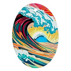 Waves Ocean Sea Tsunami Nautical 8 Ornament (oval)