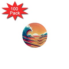 Waves Ocean Sea Tsunami Nautical 6 1  Mini Magnets (100 Pack)  by Jancukart