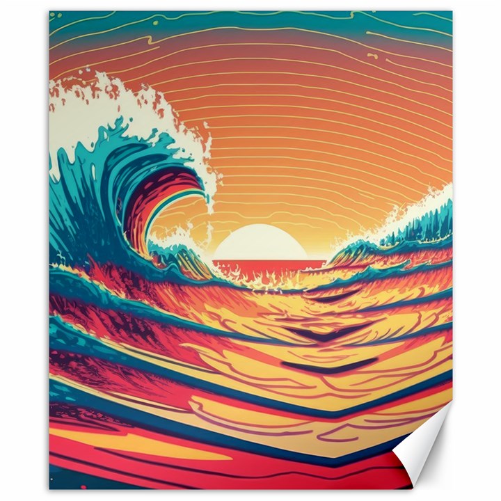 Waves Ocean Sea Tsunami Nautical 6 Canvas 8  x 10 