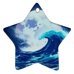 Waves Ocean Sea Tsunami Nautical 7 Ornament (star) by Jancukart