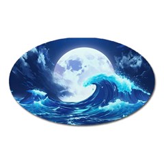 Waves Ocean Sea Tsunami Nautical 7 Oval Magnet by Jancukart