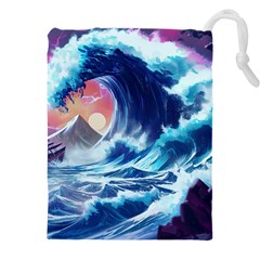 Storm Tsunami Waves Ocean Sea Nautical Nature Drawstring Pouch (4xl)