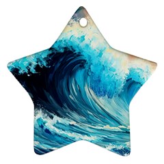 Tsunami Waves Ocean Sea Nautical Nature Water Arts Star Ornament (two Sides) by Jancukart