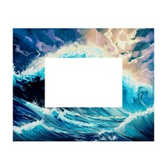 Tsunami Waves Ocean Sea Nautical Nature Water Arts White Tabletop Photo Frame 4 x6  by Jancukart