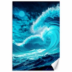 Waves Ocean Sea Tsunami Nautical 3 Canvas 12  X 18 