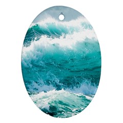 Waves Ocean Sea Tsunami Nautical 4 Ornament (oval)
