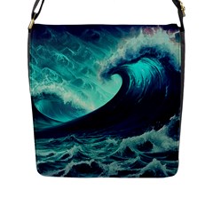 Waves Ocean Sea Tsunami Nautical Flap Closure Messenger Bag (l) by Jancukart