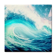 Tsunami Waves Ocean Sea Nautical Nature Water 8 Tile Coaster by Jancukart