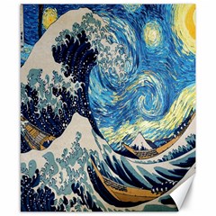 The Great Wave Of Kanagawa Painting Starry Night Van Gogh Canvas 8  X 10  by Sudheng