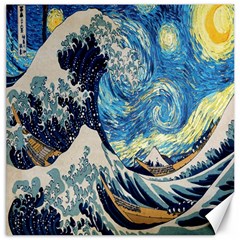 The Great Wave Of Kanagawa Painting Starry Night Van Gogh Canvas 20  X 20  by Sudheng