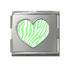 Green Zebra Vibes Animal Print  Mega Link Heart Italian Charm (18mm) by ConteMonfrey