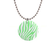 Green Zebra Vibes Animal Print  1  Button Necklace