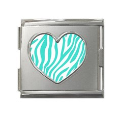 Blue Zebra Vibes Animal Print   Mega Link Heart Italian Charm (18mm) by ConteMonfrey