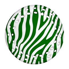 Dark Green Zebra Vibes Animal Print Ornament (round Filigree) by ConteMonfrey