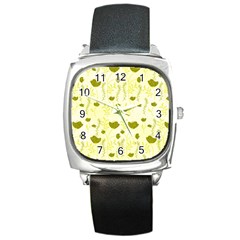 Yellow Classy Tulips  Square Metal Watch by ConteMonfrey