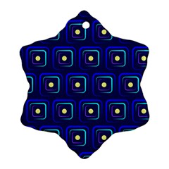 Blue Neon Squares - Modern Abstract Snowflake Ornament (two Sides) by ConteMonfrey