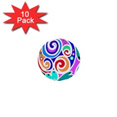 Crazy Pop Art - Doodle Circles   1  Mini Buttons (10 Pack)  by ConteMonfrey