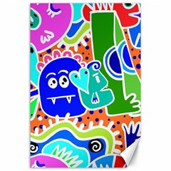 Crazy Pop Art - Doodle Buddies  Canvas 24  X 36  by ConteMonfrey