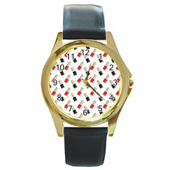 Nails Manicured Round Gold Metal Watch by SychEva