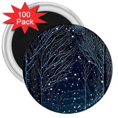 Snow Christmas Starry Night 3  Magnets (100 Pack) by Simbadda