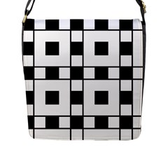 Black And White Pattern Flap Closure Messenger Bag (l) by Amaryn4rt