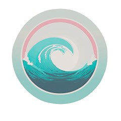 Tidal Wave Ocean Sea Tsunami Wave Minimalist Mini Round Pill Box by Wegoenart
