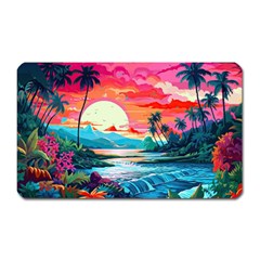 Tropical Island Sunset Landscape Magnet (rectangular) by Wegoenart