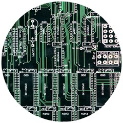 Printed Circuit Board Circuits Wooden Puzzle Round by Celenk