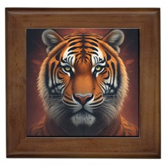 Tiger Animal Feline Predator Portrait Carnivorous Framed Tile by Uceng