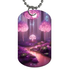 Trees Forest Landscape Nature Neon Dog Tag (two Sides) by Uceng