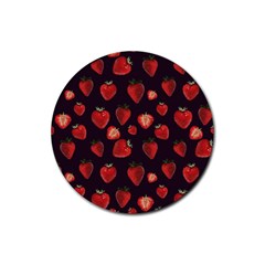 Watercolor Strawberry Rubber Coaster (round) by SychEva