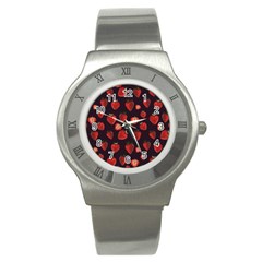 Watercolor Strawberry Stainless Steel Watch