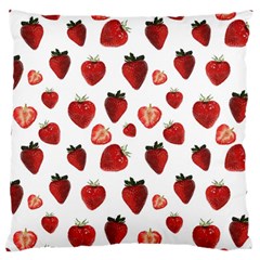 Strawberry Watercolor Large Premium Plush Fleece Cushion Case (two Sides) by SychEva