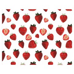 Strawberry Watercolor Two Sides Premium Plush Fleece Blanket (medium) by SychEva