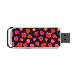 Strawberry On Black Portable Usb Flash (two Sides) by SychEva