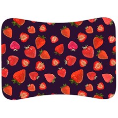 Strawberry On Black Velour Seat Head Rest Cushion by SychEva