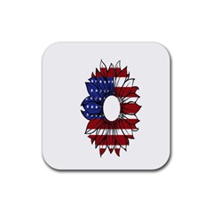 Us Flag Flower Sunshine Flag America Usa Rubber Coaster (square) by Wegoenart