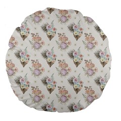 Roses-white Large 18  Premium Flano Round Cushions by nateshop