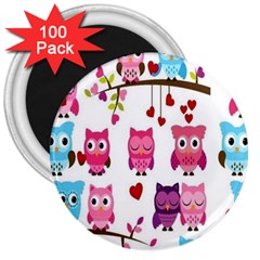 Owl Pattern 3  Magnets (100 Pack)