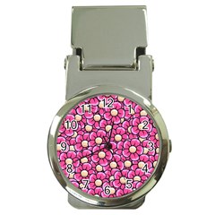 Pattern Scrapbooking Flowers Bloom Decorative Money Clip Watches